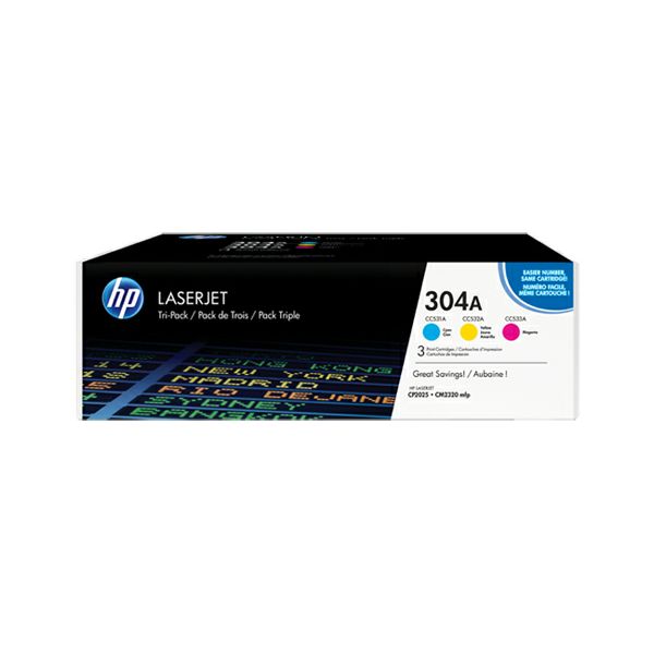 HP CF372AM 304A 3-pack original toner C/Y/M HP CF372AM 304A 3-pack original toner C/Y/M