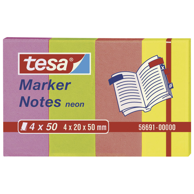 Zastavica 20x50 mm 4bojex50L papir Marker notes Tesa 56691 neon mix Zastavica 20x50 mm 4bojex50L papir Marker notes Tesa 56691 neon mix