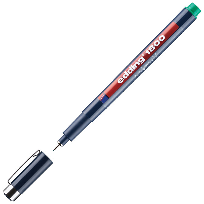 000000597.jpg Flomaster za tehničko crtanje profipen 0,1mm Edding 1800 zeleni - Slika 1
