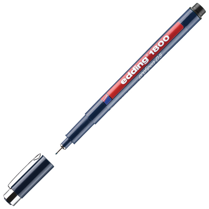 000000602.jpg Flomaster za tehničko crtanje profipen 0,5mm Edding 1800 crni - Slika 1