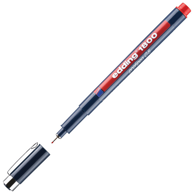 000000603.jpg Flomaster za tehničko crtanje profipen 0,5mm Edding 1800 crveni - Slika 1