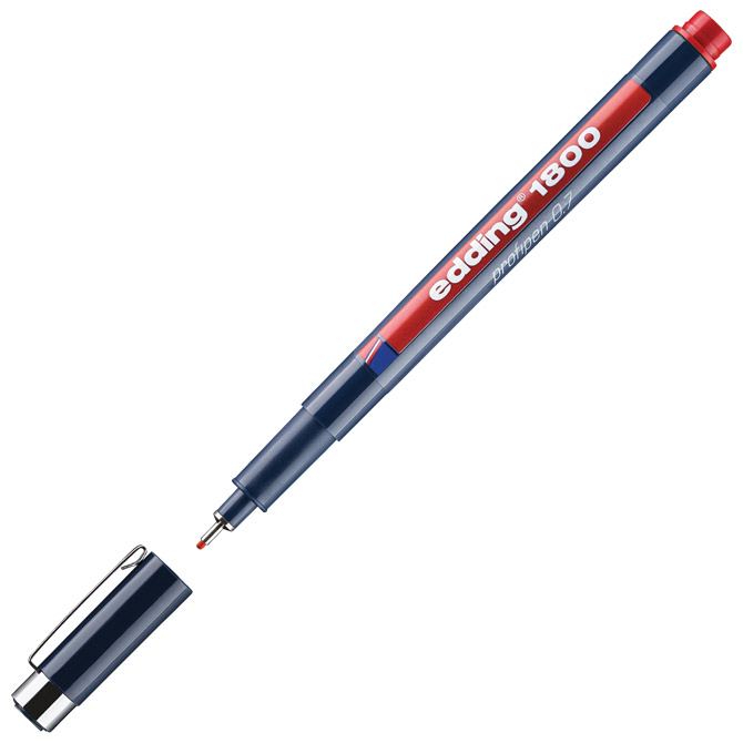 000000607.jpg Flomaster za tehničko crtanje profipen 0,7mm Edding 1800 crveni - Slika 1