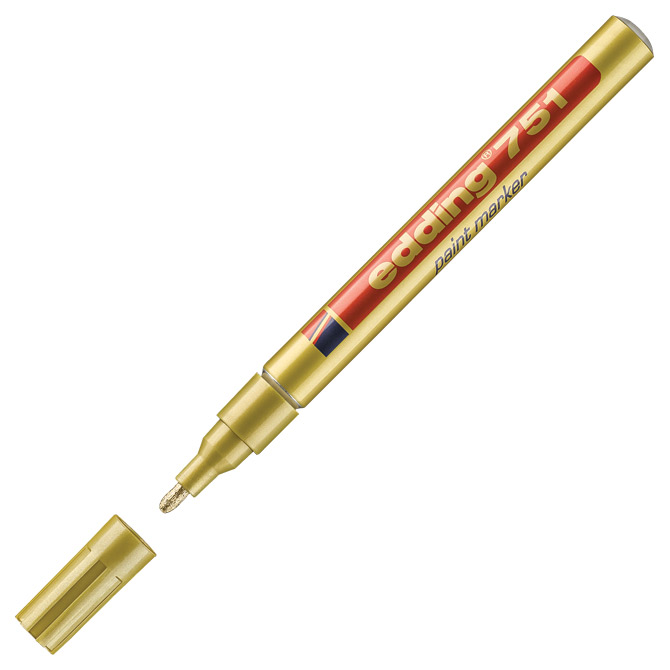 000004344.jpg Marker permanentni lakirajući 1-2 mm Edding 751 zlatni - Slika 1