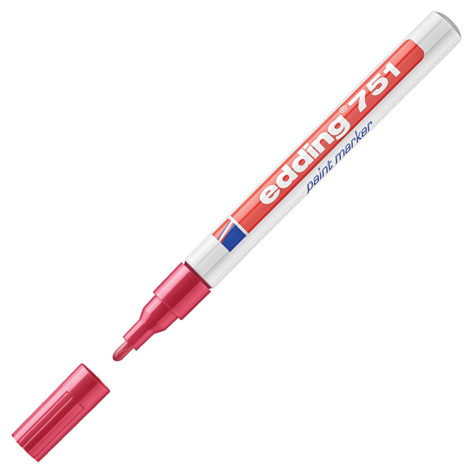 000004349.jpg Marker permanentni lakirajući 1-2 mm Edding 751 crveni - Slika 1