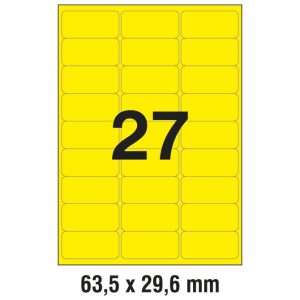 Etikete LK 63,5x29,6mm pk25L Zweckform L6004-25 neon žute