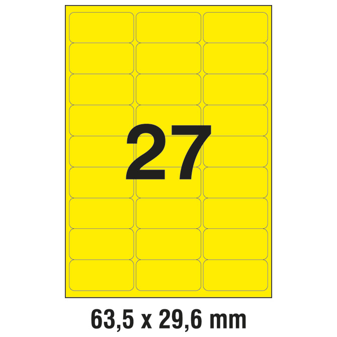 Etikete LK 63,5x29,6mm pk25L Zweckform L6004-25 neon žute Etikete LK 63,5x29,6mm pk25L Zweckform L6004-25 neon žute