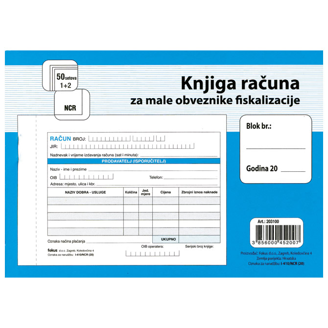 000005247.jpg Obrazac I-410/NCR knjiga računa A6 Fokus - Slika 1
