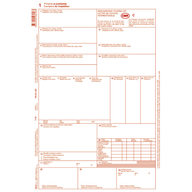 000005495.jpg Obrazac XIII-29 CMR međunarodni tovarni list Fokus - Slika 1