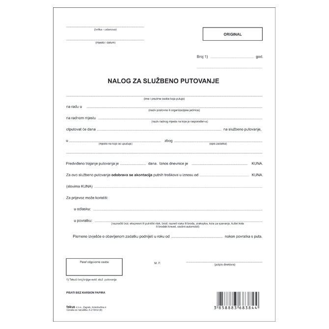 000006503.jpg Obrazac A-210/NCR putni nalog Fokus - Slika 1