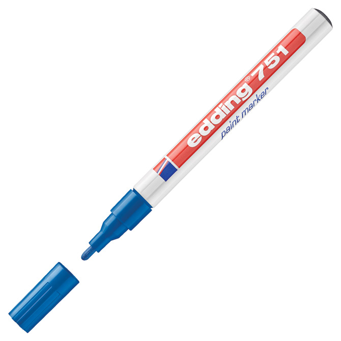 000006542.jpg Marker permanentni lakirajući 1-2 mm Edding 751 plavi - Slika 1