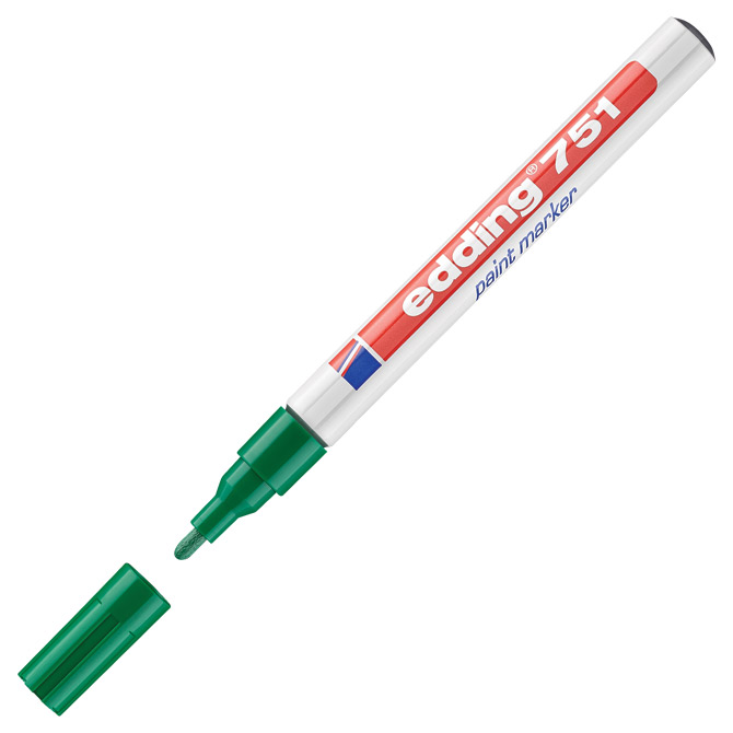 000006554.jpg Marker permanentni lakirajući 1-2 mm Edding 751 zeleni - Slika 1