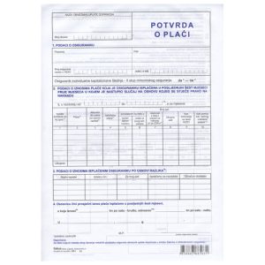 Obrazac ER-1/E potvrda o plaći pk10 Fokus