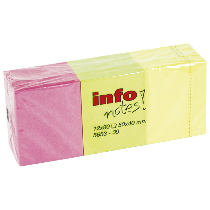 Blok samoljepljiv 40x50mm 12x80L Global Notes 5653-39 neon sortirano Blok samoljepljiv 40x50mm 12x80L Global Notes 5653-39 neon sortirano