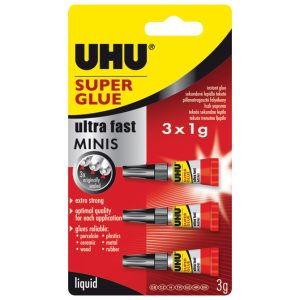 Ljepilo trenutačno 1g pk3 Super glue minis(cianoakrilat) UHU 45415 blister