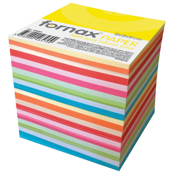 000012281.jpg Papir za kocku 9x9x9cm ljepljeni Fornax intenzivne i pastelne boje sortirano - Slika 1