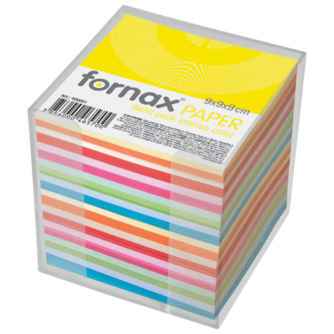 000012644.jpg Blok kocka pvc 9,2x9,2cm s papirom u boji intenzivnoj i pastelnoj Fornax - Slika 1