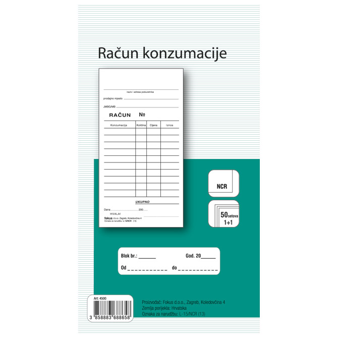 000013529.jpg Obrazac L-15/NCR račun konzumacije Fokus - Slika 1