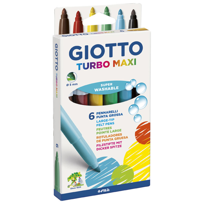 000014053.jpg Flomaster školski 6boja Giotto Maxi Fila 453000 - Slika 1