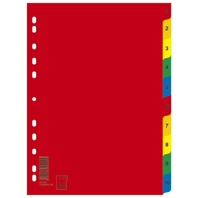 Pregrada plastična A4 brojevi 1-10 kolor Donau 7712095PL-99 Pregrada plastična A4 brojevi 1-10 kolor Donau 7712095PL-99