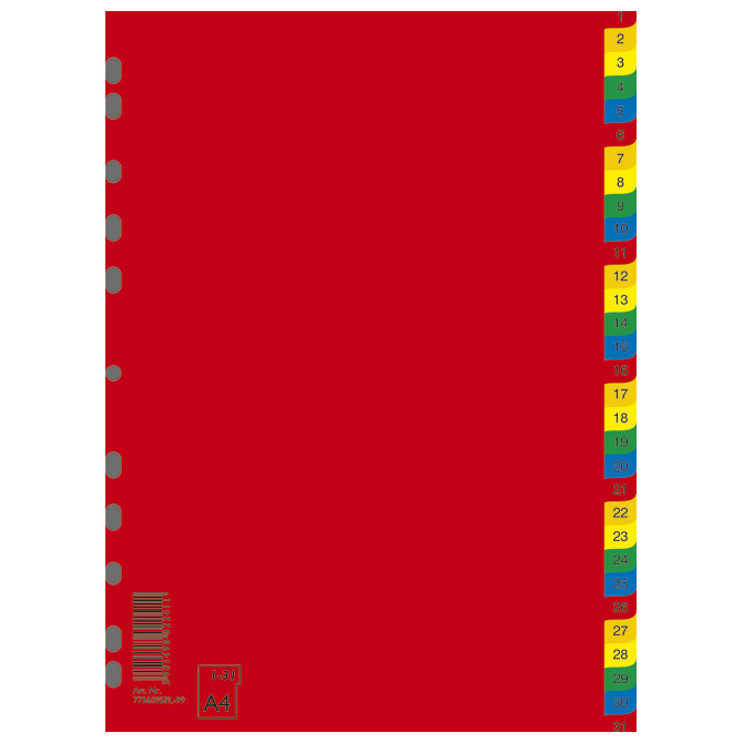 Pregrada plastična A4 brojevi 1-31 kolor Donau 7736095PL-99 Pregrada plastična A4 brojevi 1-31 kolor Donau 7736095PL-99
