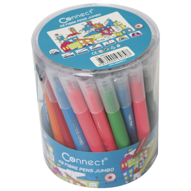 000017871.jpg Flomaster školski 48boja (12bojax4kom) u pvc kantici Jumbo Connect - Slika 1