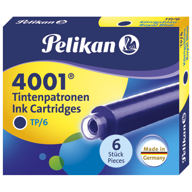 000022953.jpg Tinta za nalivpero patrone pk6 4001 Pelikan 301176 plava - Slika 1