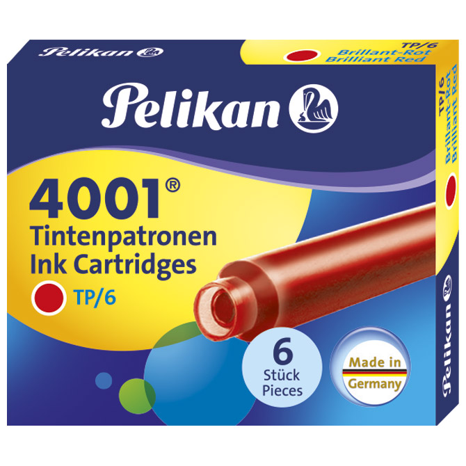 000022954.jpg Tinta za nalivpero patrone pk6 4001 Pelikan 301192 crvena - Slika 1