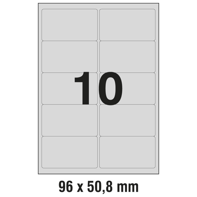 Etikete Laser 96x50,8mm polyester pk20L Zweckform L6012-20 srebrne Etikete Laser 96x50,8mm polyester pk20L Zweckform L6012-20 srebrne
