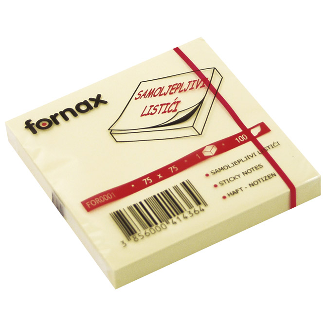 Blok samoljepljiv 75x75mm 100L Fornax žuti Blok samoljepljiv 75x75mm 100L Fornax žuti