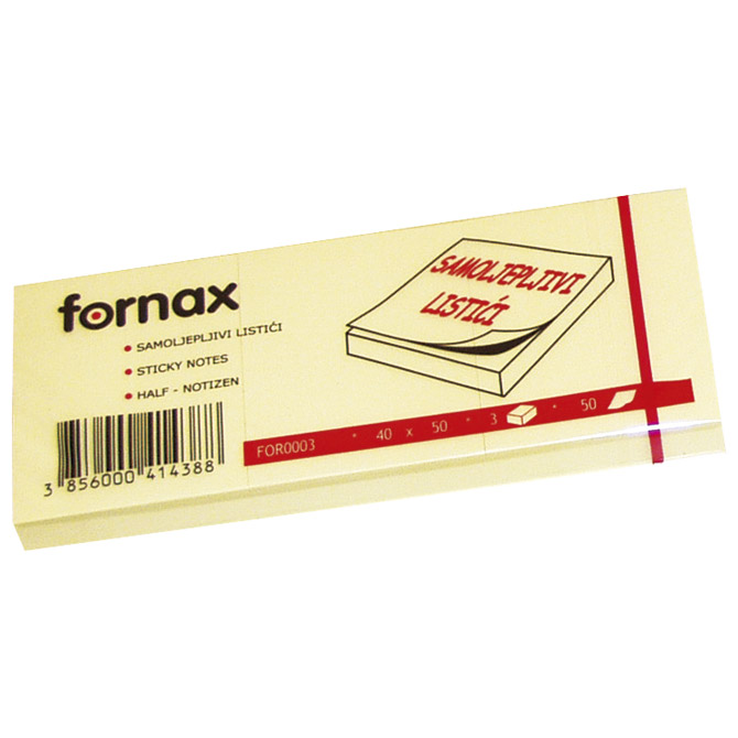 Blok samoljepljiv 40x50mm 3x100L Fornax žuti Blok samoljepljiv 40x50mm 3x100L Fornax žuti
