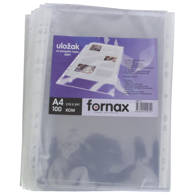 Fascikl uložni A4 50my pp sjajni pk100 Fornax 1772 Fascikl uložni A4 50my pp sjajni pk100 Fornax 1772