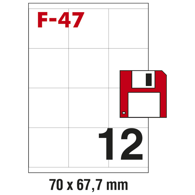 Etikete ILK za diskete 70x67,7mm pk100L Fornax F-47 Etikete ILK za diskete 70x67,7mm pk100L Fornax F-47