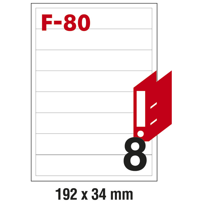 Etikete ILK za registratore 192x34mm pk100L Fornax F-80 Etikete ILK za registratore 192x34mm pk100L Fornax F-80