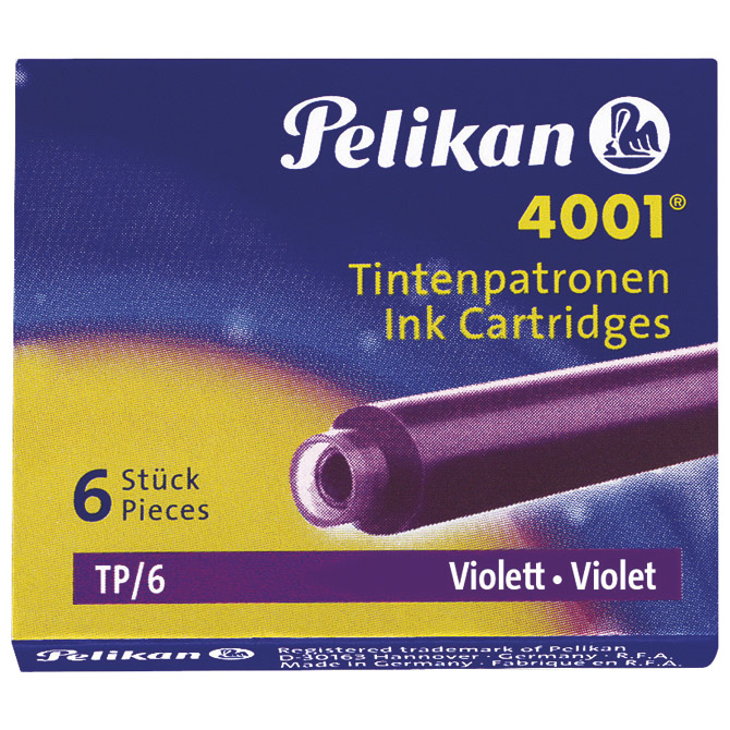 000039011.jpg Tinta za nalivpero patrone pk6 4001 Pelikan 301697 ljubičasta - Slika 1