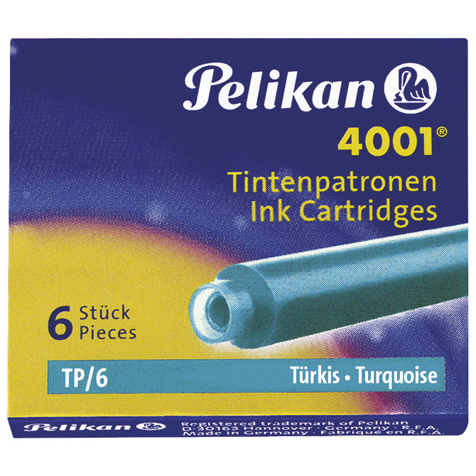 000039012.jpg Tinta za nalivpero patrone pk6 4001 Pelikan 301705 tirkiz - Slika 1