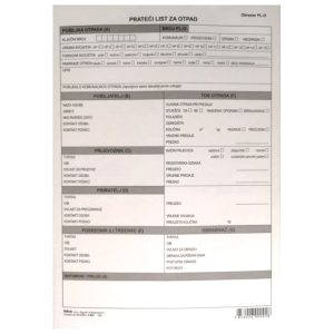 Obrazac A-824 prateći list za otpad PL-0 pk100 Fokus