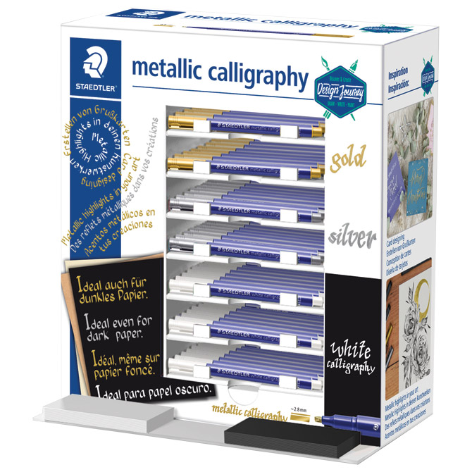 000049143.jpg Stalak s markerima pk70 Metallic calligraphy Design Journey Staedtler 8325-SCA70 - Slika 1