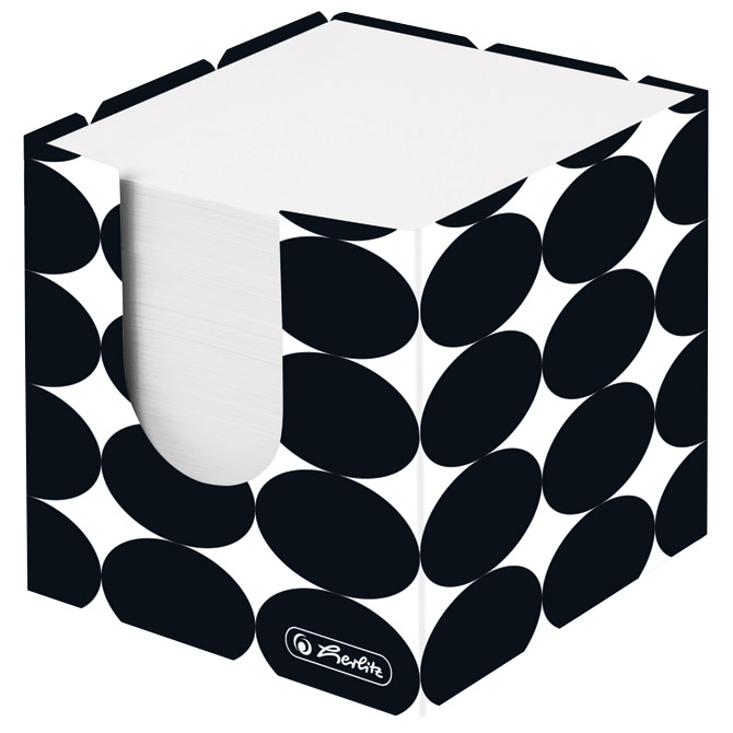 000050729.jpg Blok kocka karton 9x9x9cm s papirom bijeli ljepljeni Just Black Herlitz 50040100 - Slika 1