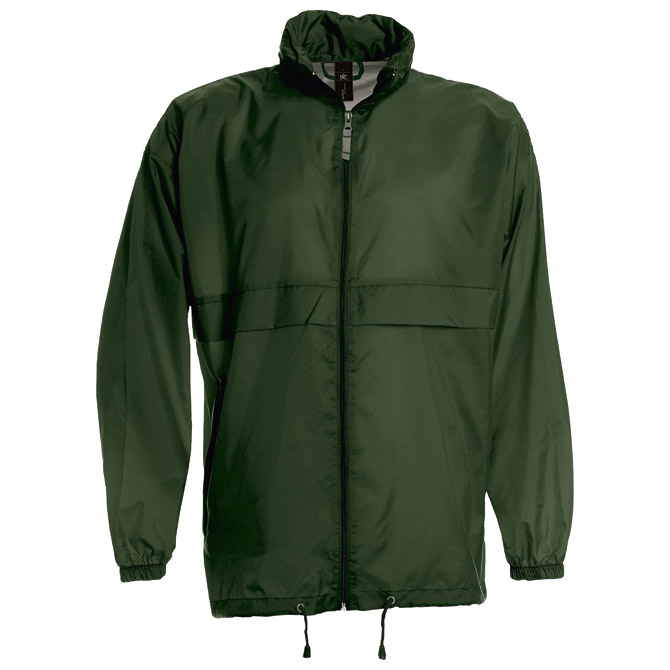 900001053.jpg Vjetrovka s kapuljačom zip unisex B&C Sirocco tamno zelena L - Slika 1