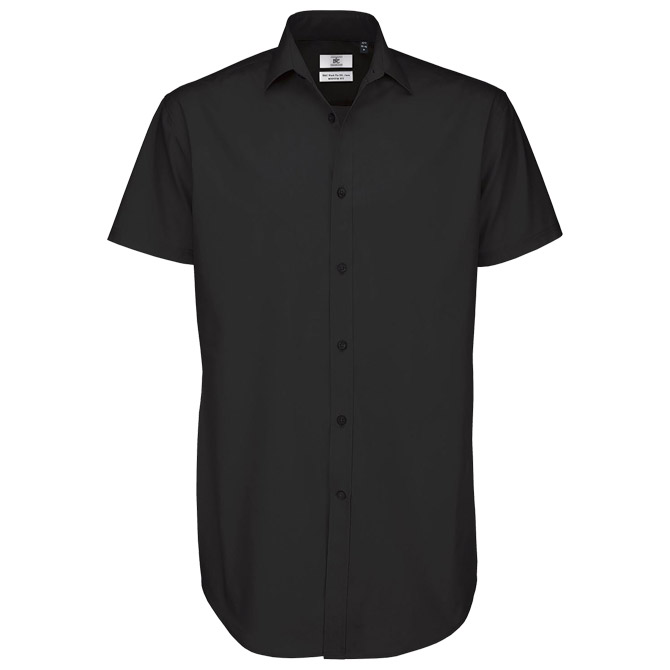 900001709.jpg Košulja muška kratki rukavi B&C Black Tie 135g crna L - Slika 1
