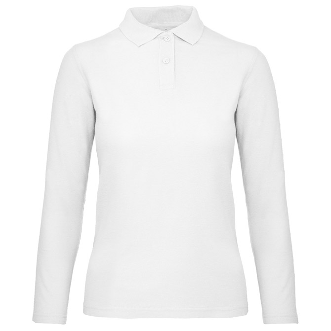 900003661.jpg Majica dugi rukavi polo B&C ID.001 LSL/women 180g bijela XS - Slika 1