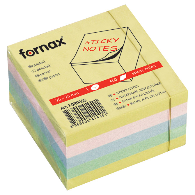 Blok samoljepljiv kocka 75x75 mm 450L Fornax 5boja Blok samoljepljiv kocka 75x75 mm 450L Fornax 5boja