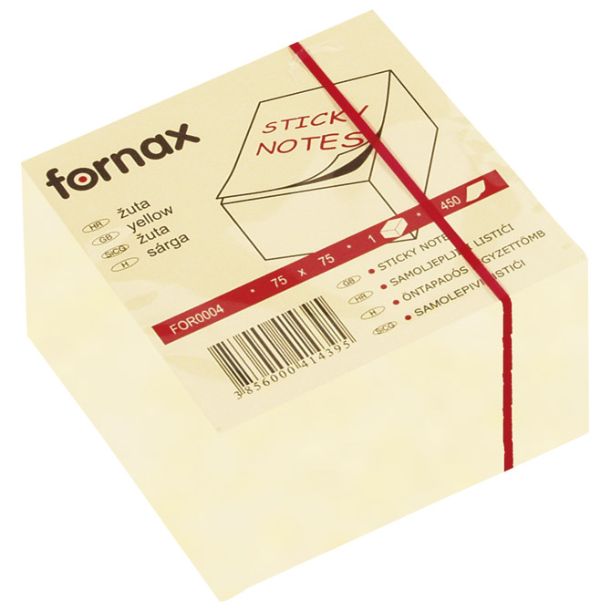 Blok samoljepljiv kocka 75x75 mm 450L Fornax žuti Blok samoljepljiv kocka 75x75 mm 450L Fornax žuti