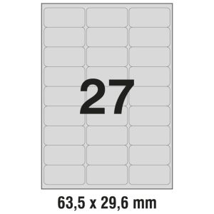 Etikete Laser 63,5x29,6mm polyester pk20L Zweckform L6011-20 srebrne