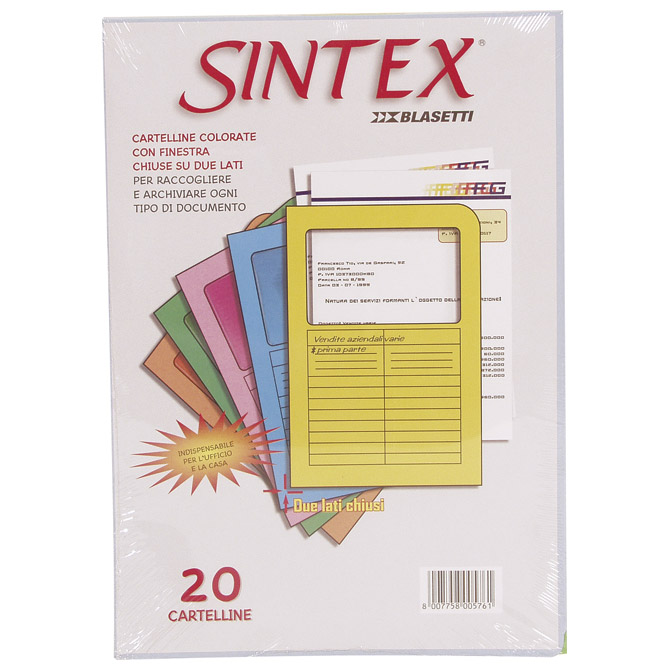 Fascikl "L" papir s prozorom A4 pk20 Sintex Blasetti F13 sortirano Fascikl "L" papir s prozorom A4 pk20 Sintex Blasetti F13 sortirano