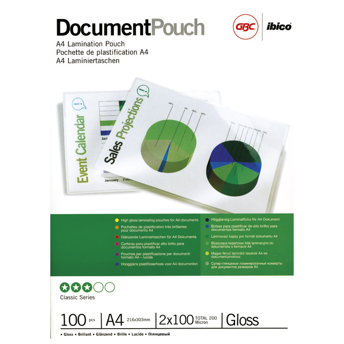 Folija za plastificiranje 100my A4 sjajna pk100 GBC 3740306 Folija za plastificiranje 100my A4 sjajna pk100 GBC 3740306