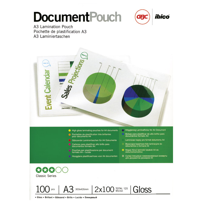 Folija za plastificiranje 125my A3 sjajna pk100 GBC 3200725 Folija za plastificiranje 125my A3 sjajna pk100 GBC 3200725