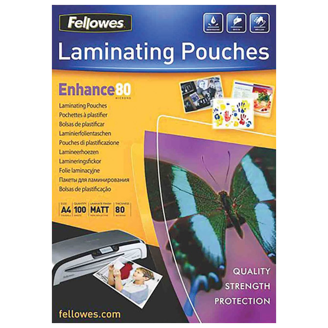 Folija za plastificiranje 80my A4 mat pk100 Fellowes 5452103 Folija za plastificiranje 80my A4 mat pk100 Fellowes 5452103