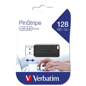 Memorija USB 128GB 2.0 PinStripe Verbatim 49071 crna blister