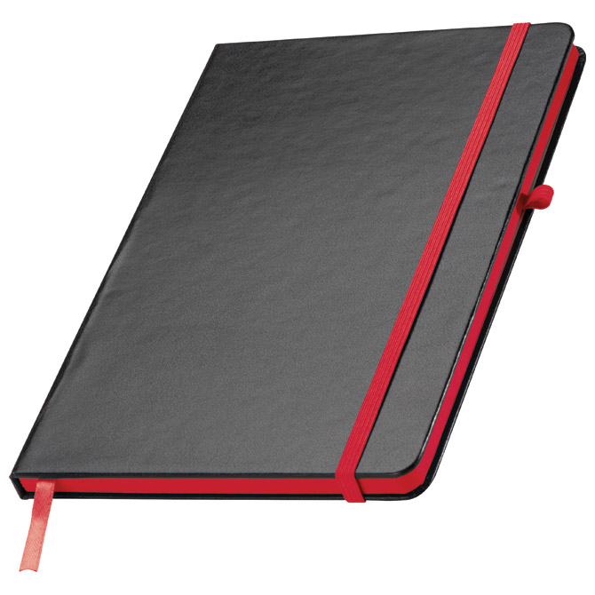 Notes A5 crte 80L šamoa s gumicom Cuxhaven crno/crveni Notes A5 crte 80L šamoa s gumicom Cuxhaven crno/crveni